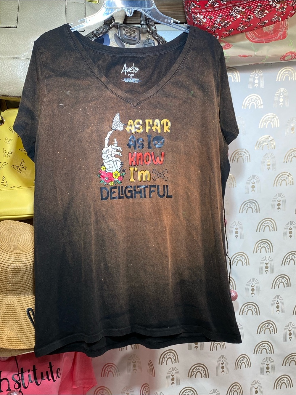 Up Cycled Black Graphic Logo Tee with White Print